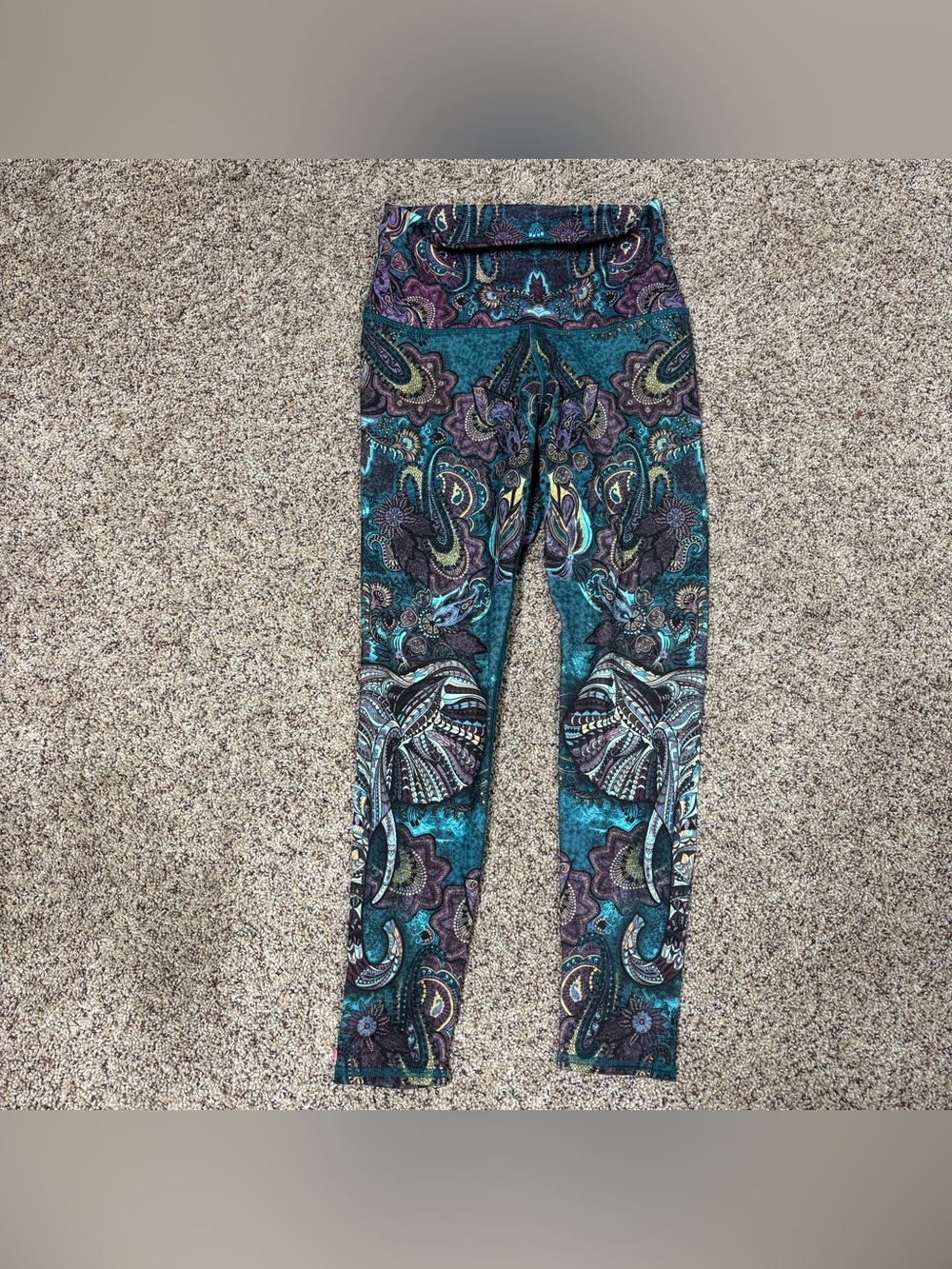 Evolution and Creation Teal and Purple Paisley Leggings small